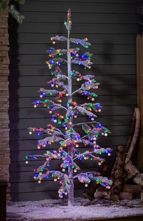 Indoor/Outdoor 6' Multi Color LED Frosted Tree w/ Globe Lights