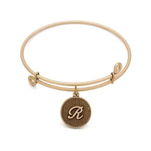 Initial R, Bangle Antique Gold Color Finish