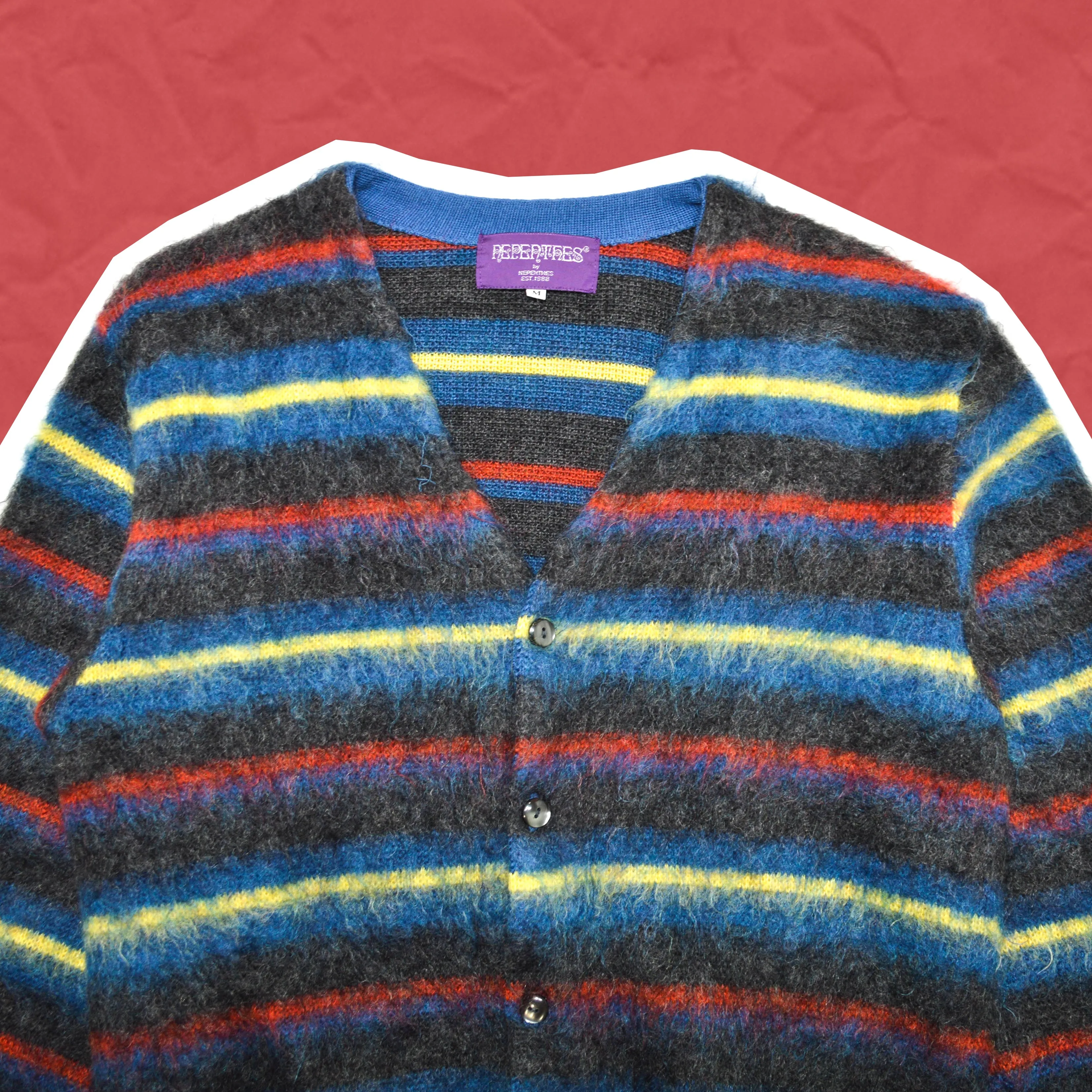 Kid Mohair striped Cardigan (M)