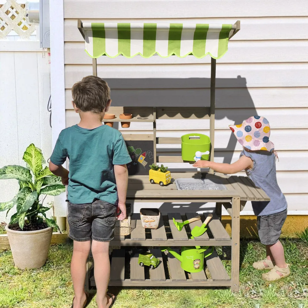 Kid Potting Bench|Wooden Kids Outdoor Potting Table