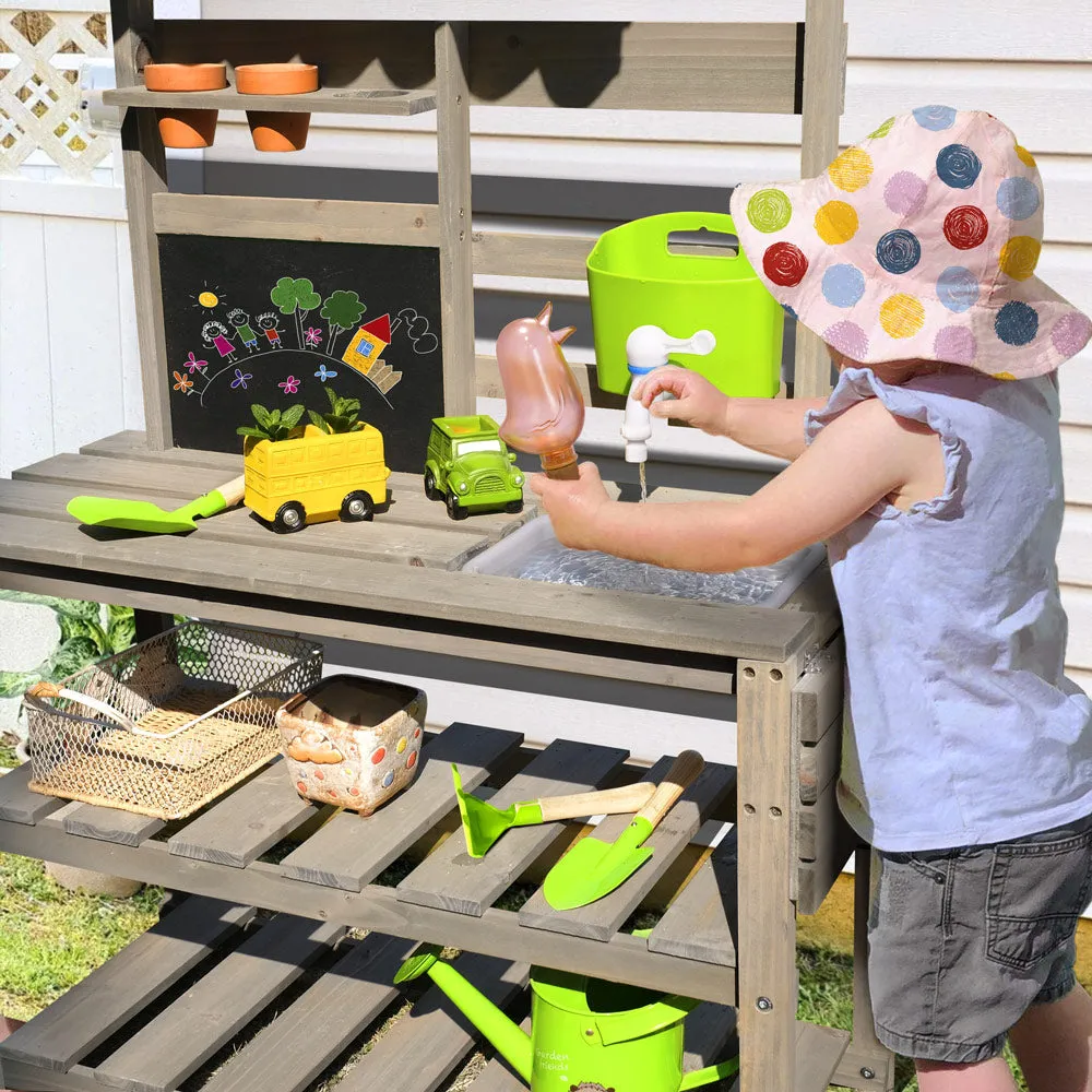 Kid Potting Bench|Wooden Kids Outdoor Potting Table