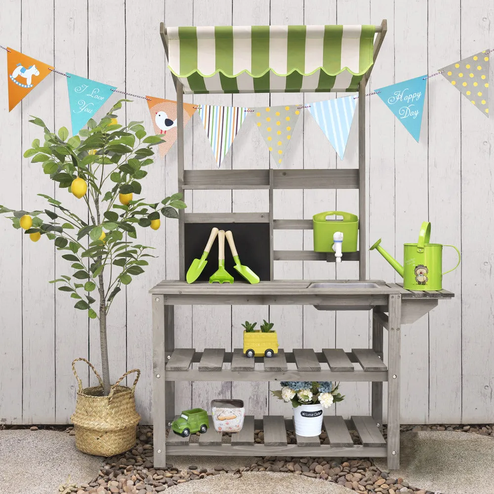 Kid Potting Bench|Wooden Kids Outdoor Potting Table