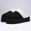 Kidmi Women's Platform Fuzzy Slippers Memory Foam Slippers Fluffy Winter House Shoes Indoor and Outdoor Antiskid Women Slippers