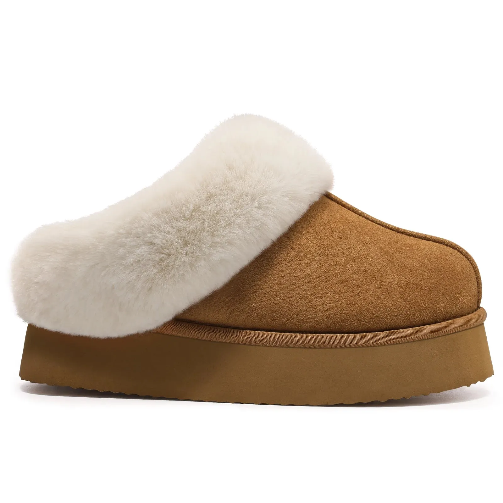 Kidmi Women's Platform Fuzzy Slippers Memory Foam Slippers Fluffy Winter House Shoes Indoor and Outdoor Antiskid Women Slippers