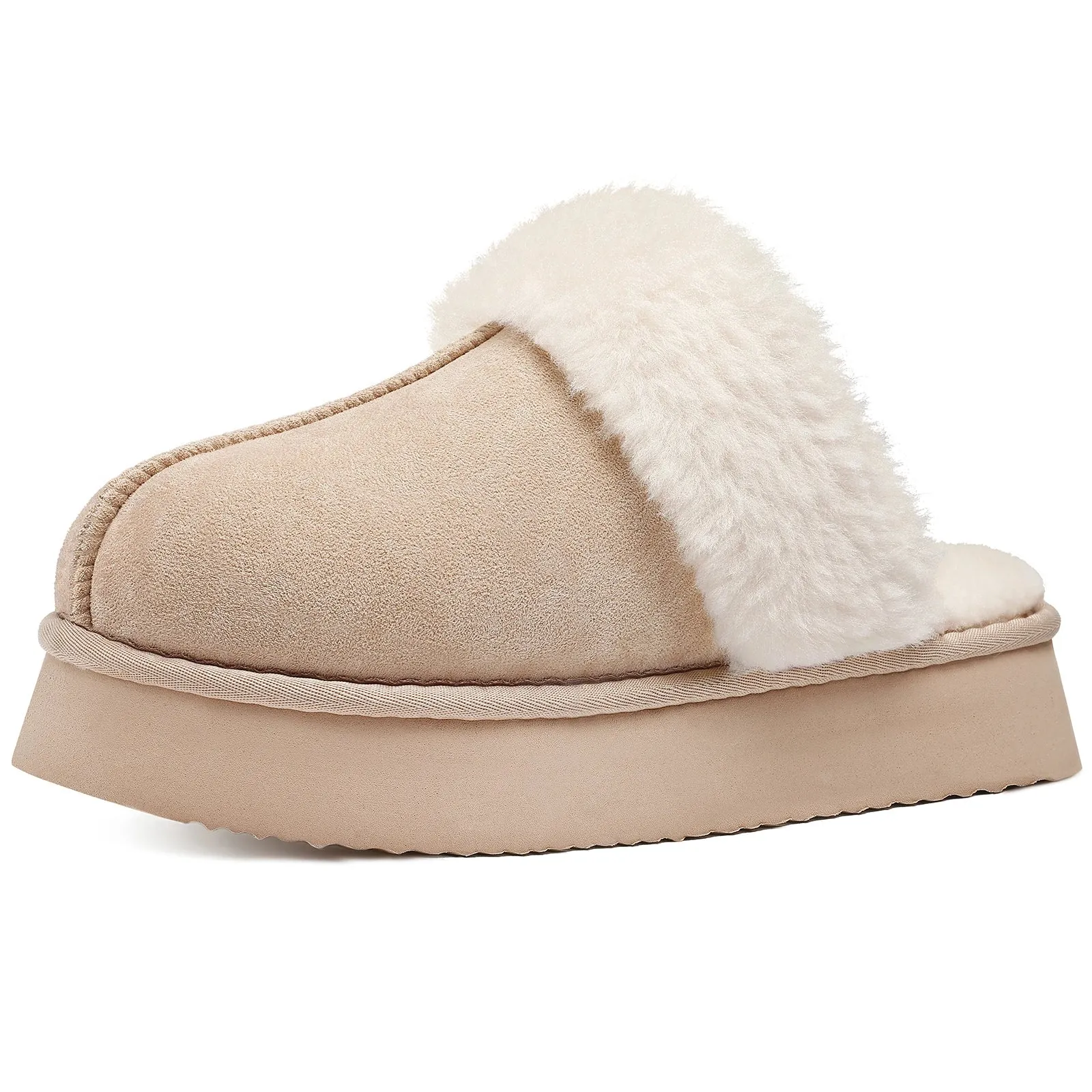 Kidmi Women's Platform Fuzzy Slippers Memory Foam Slippers Fluffy Winter House Shoes Indoor and Outdoor Antiskid Women Slippers