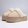 Kidmi Women's Platform Fuzzy Slippers Memory Foam Slippers Fluffy Winter House Shoes Indoor and Outdoor Antiskid Women Slippers