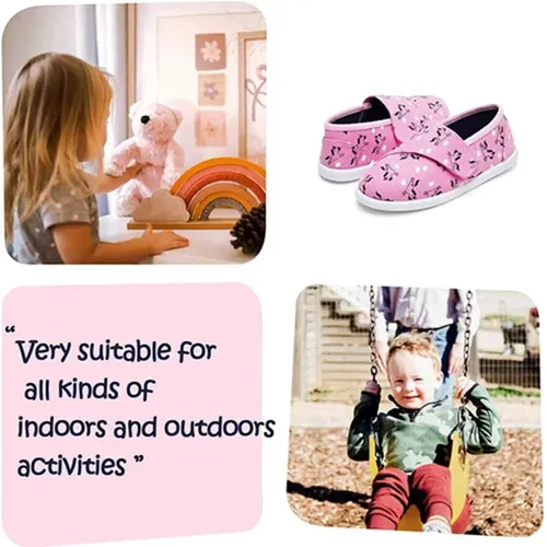 Kids Loafer Flat Slip On Canvas Sneakers Pink Unicorn - KKOMFORME