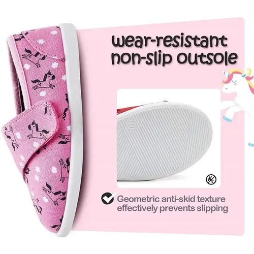 Kids Loafer Flat Slip On Canvas Sneakers Pink Unicorn - KKOMFORME