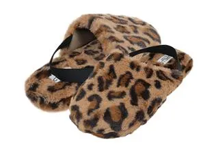 Ladies Cheetah Faux Fur Slide Slipper