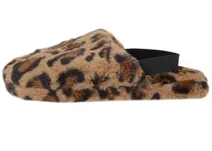 Ladies Cheetah Faux Fur Slide Slipper