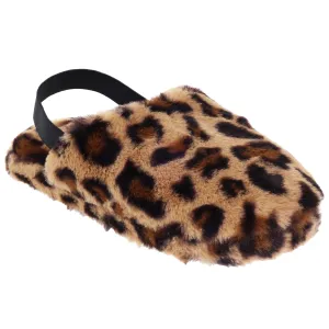 Ladies Cheetah Faux Fur Slide Slipper