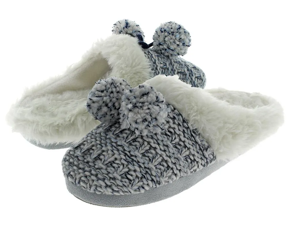 Ladies Knit Scuff Slip-On Slipper