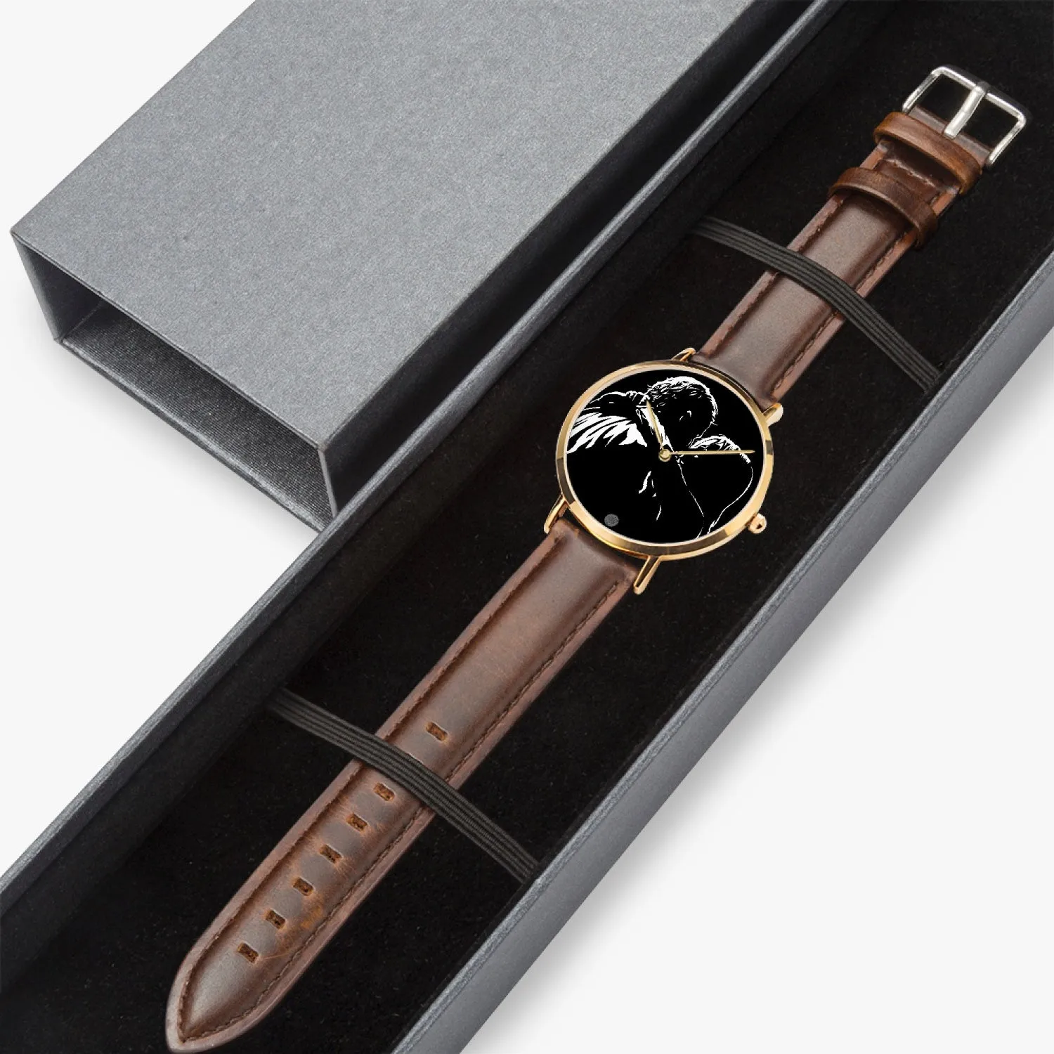 Lady G & Brad 1-27 Hot Selling Ultra-Thin Leather Strap Quartz Watch (Rose Gold)