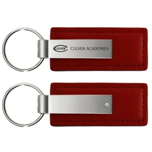 Leather and Metal Key Chain - Burgundy