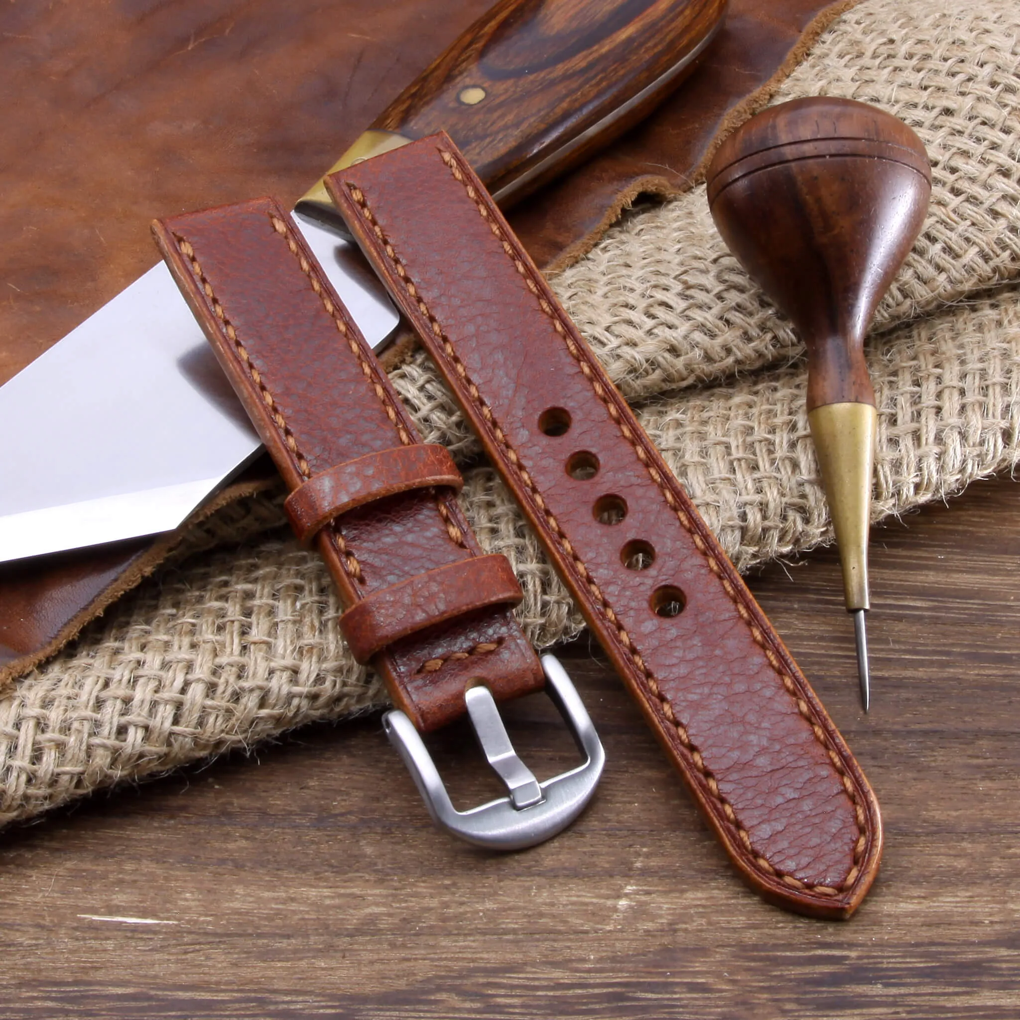 Leather Watch Strap, Maremma 503 | Full Stitch