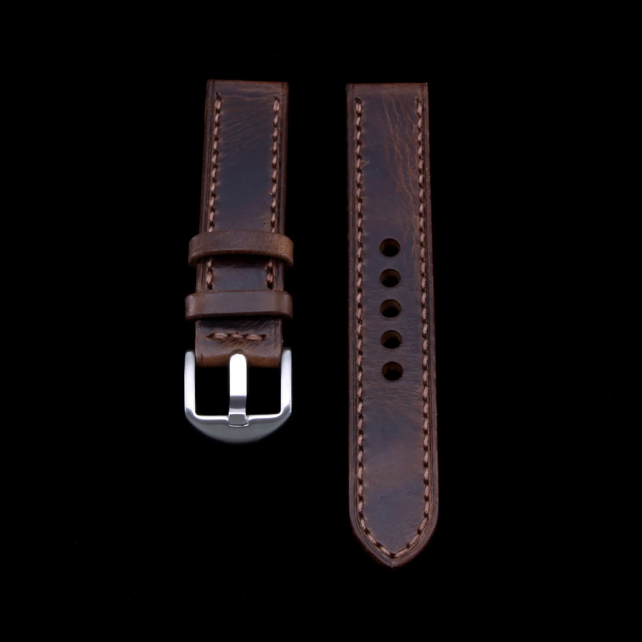Leather Watch Strap, Military 103  | Full Stitch