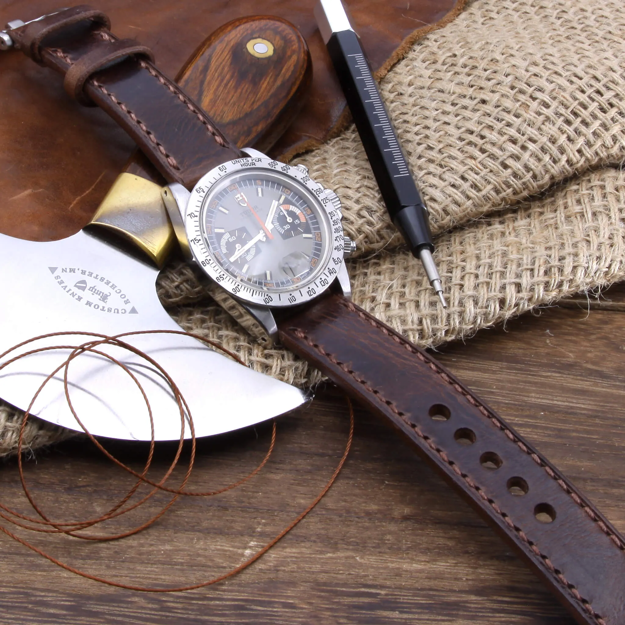 Leather Watch Strap, Military 103  | Full Stitch