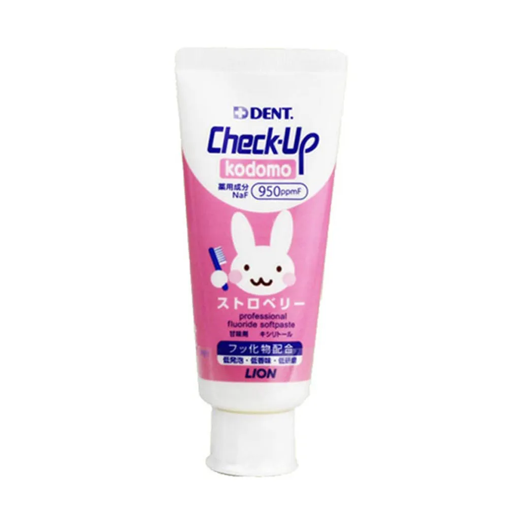 Lion CHECK-UP Kids Anti-Cavity Toothpaste, Strawberry Flavour, Pink Bunny Design, 60g