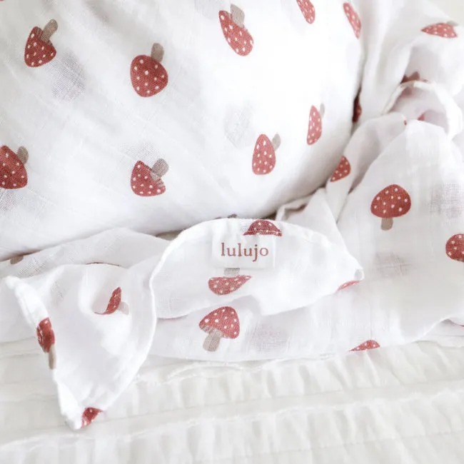 Lulujo Cotton Muslin Swaddle - Mushroom