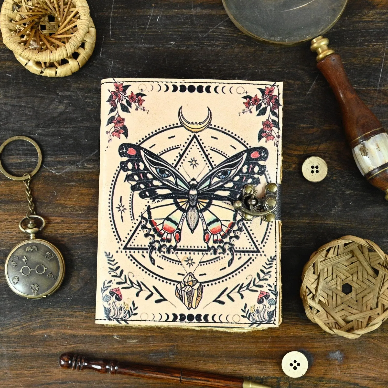 Luna Moth - Vintage Leather Journal