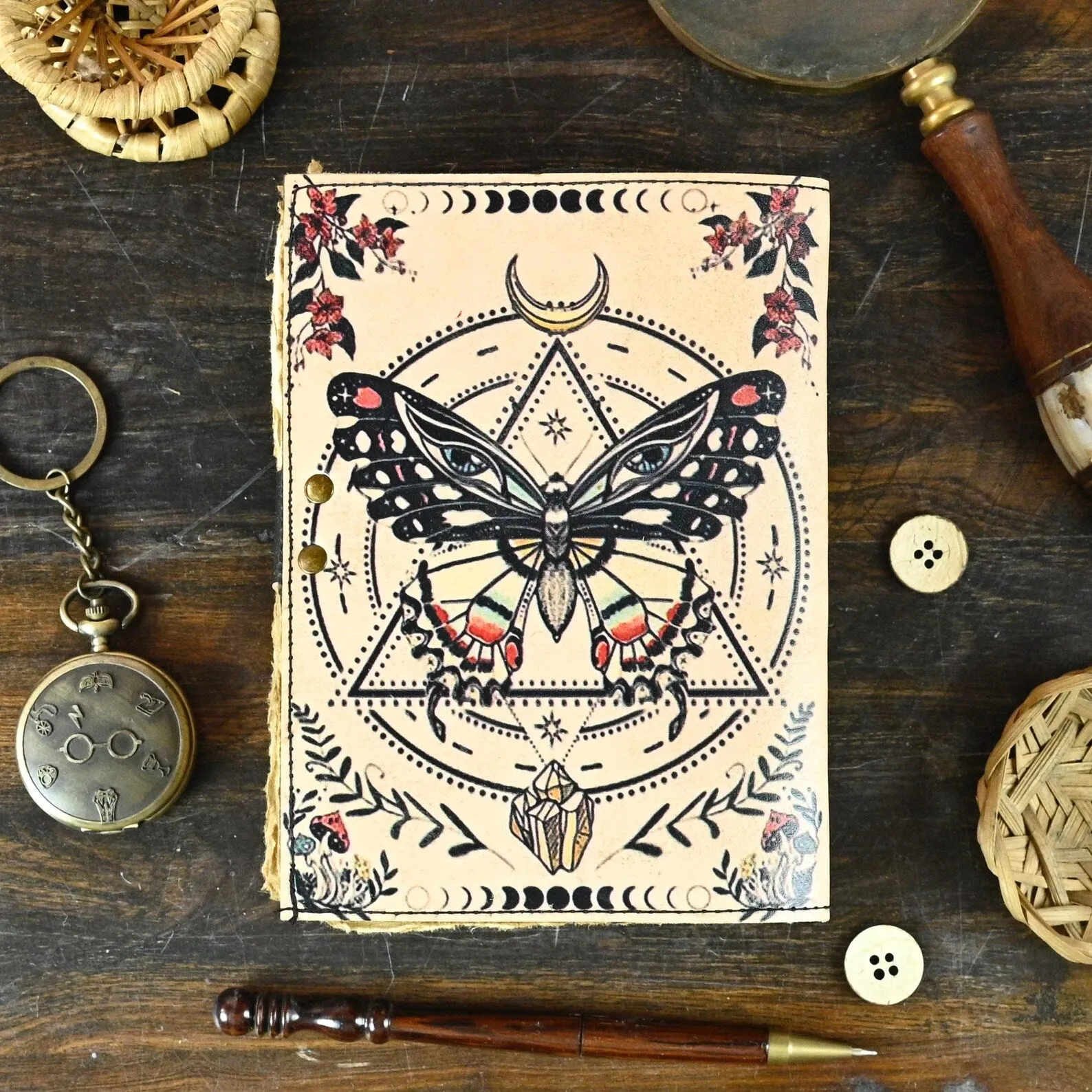 Luna Moth - Vintage Leather Journal