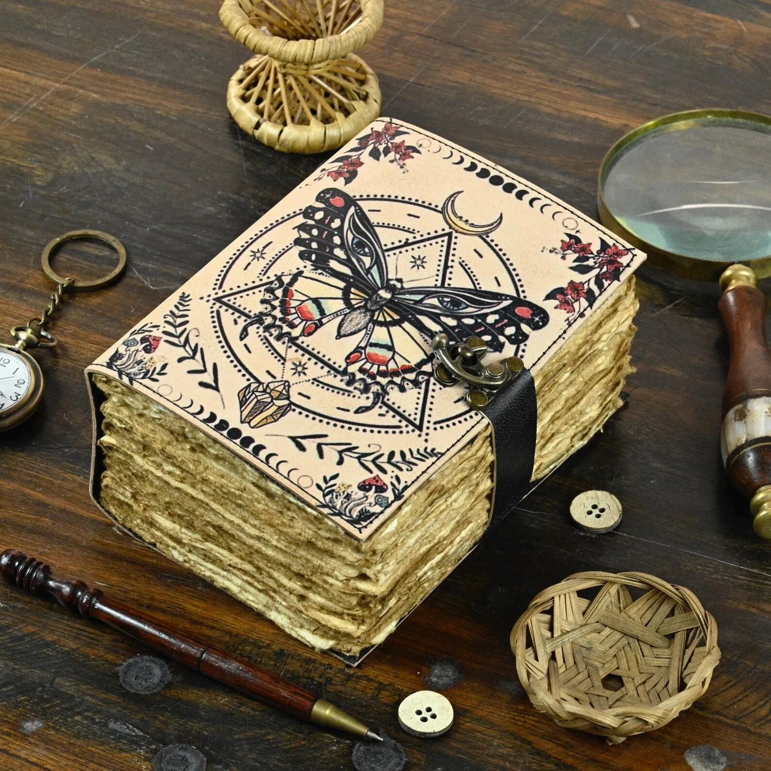 Luna Moth - Vintage Leather Journal