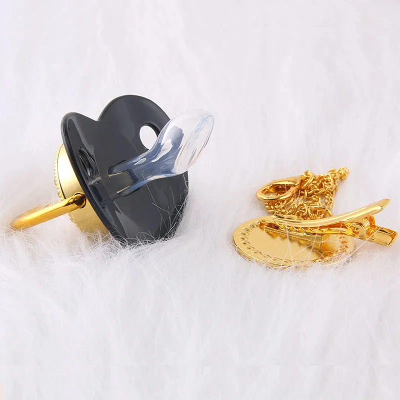 Luxury Silver Crown 26 Name Initial Letter Transparent Baby Pacifier Chain Clip Newborn Infant Soother Orthodontic Baby Pacifier