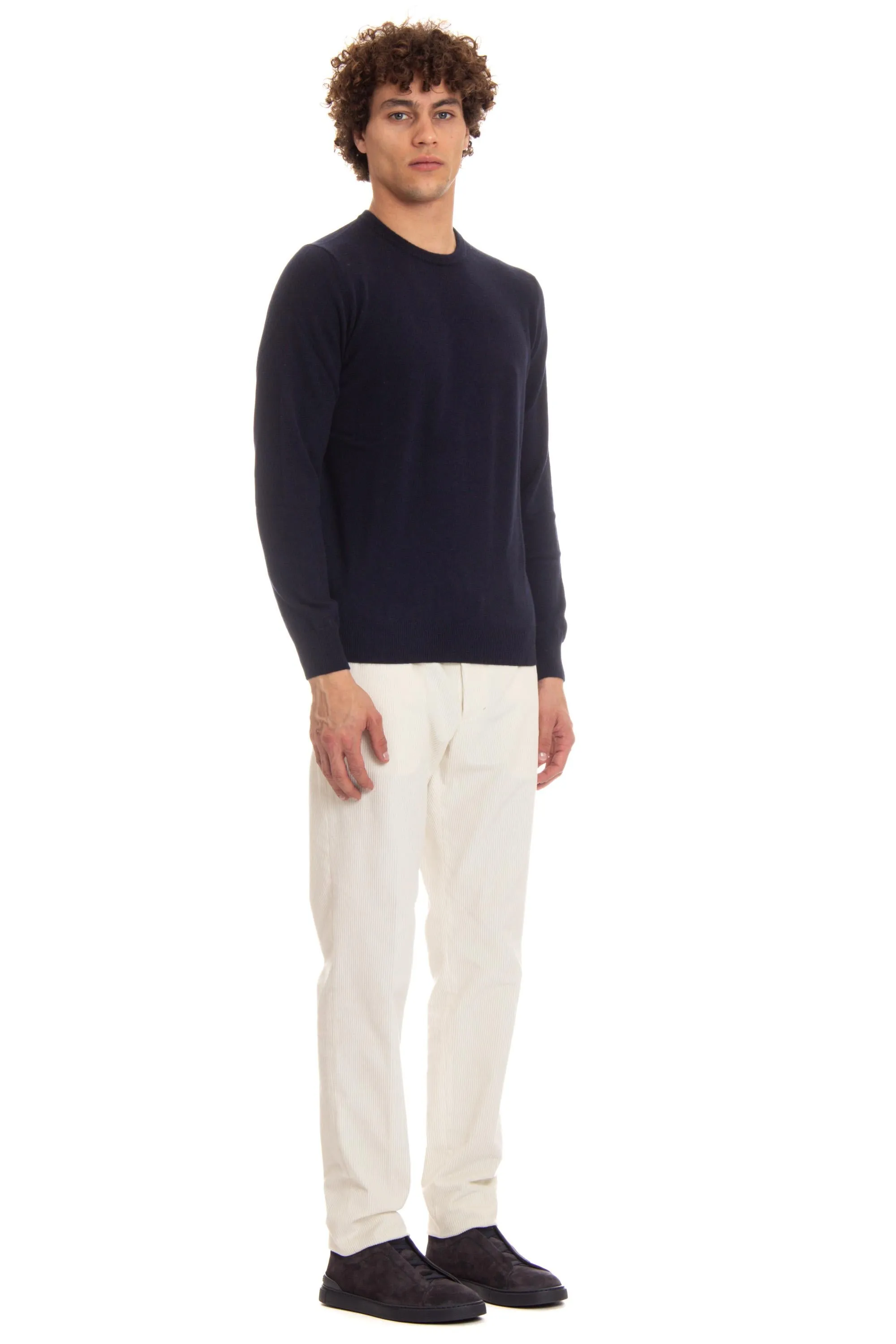 Maglia girocollo in kid cashmere