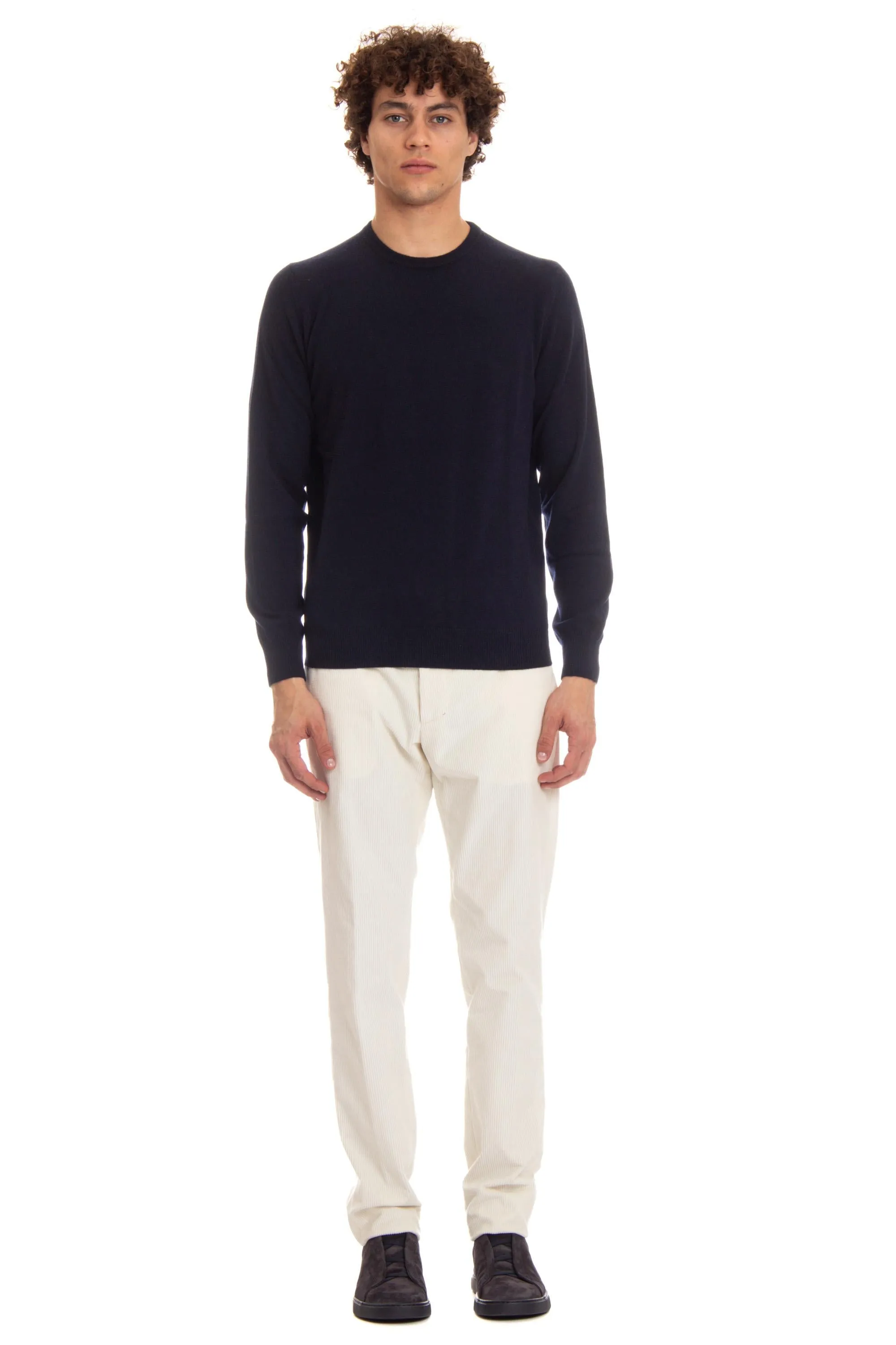 Maglia girocollo in kid cashmere