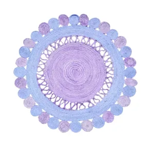 Maia Round and Round Jute Rug - Light Blue