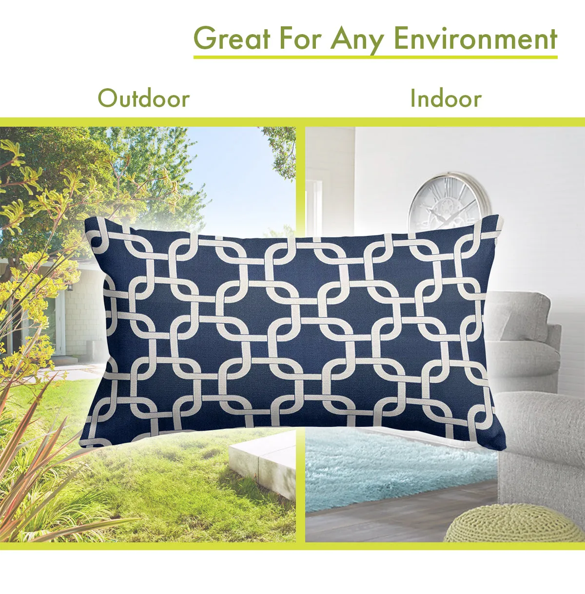 Majestic Home Goods Links Indoor Outdoor Lumbar Pillow! Navy/White! Winner can Purchase 2nd one at winning bid! Retails $75  Each Pillow