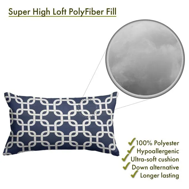 Majestic Home Goods Links Indoor Outdoor Lumbar Pillow! Navy/White! Winner can Purchase 2nd one at winning bid! Retails $75  Each Pillow