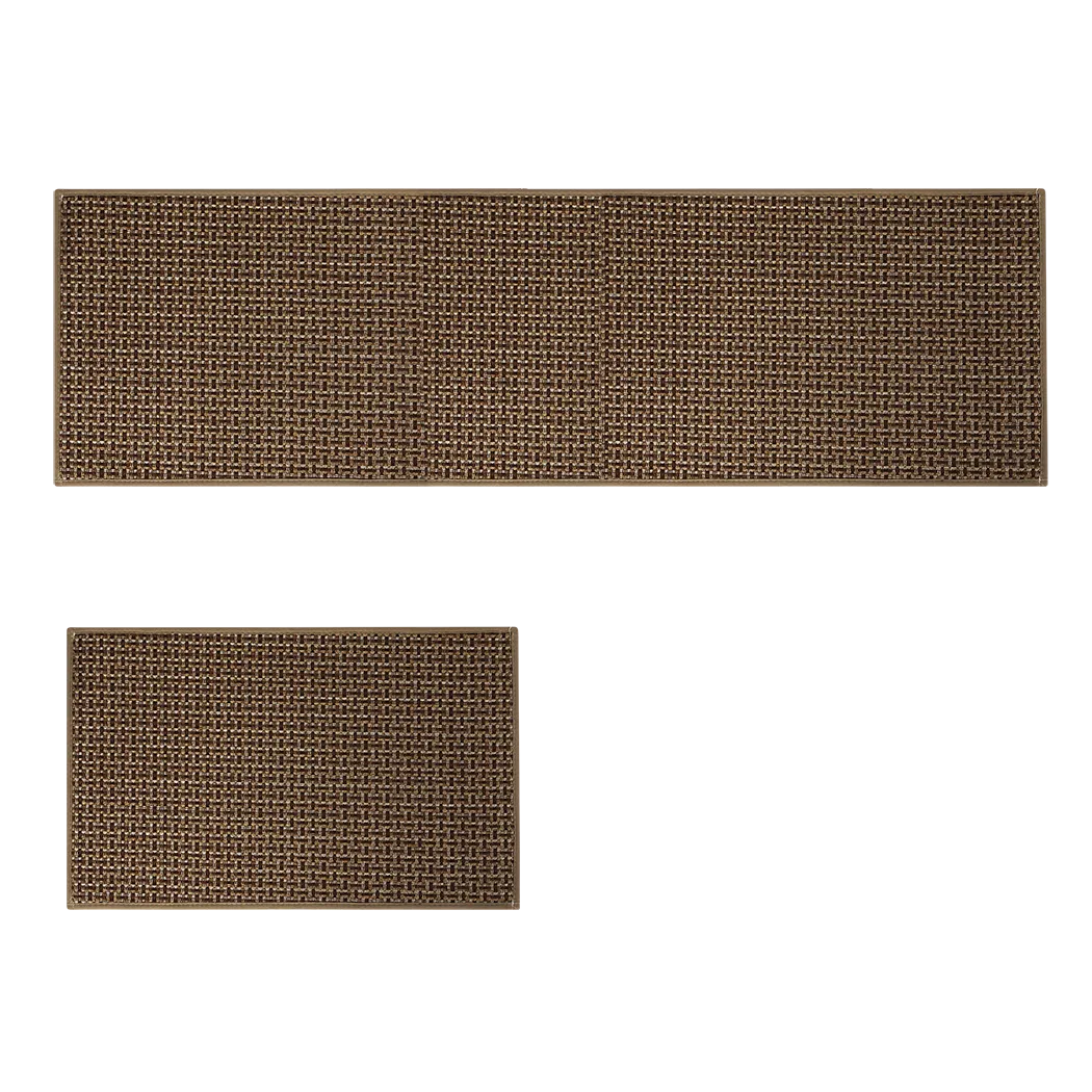 Marlow Kitchen Rug 2PCS Woven Non Slip Absorbent Brown