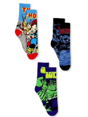 Marvel Avengers Black Panther Hulk Thor Crew Socks 3-Pack