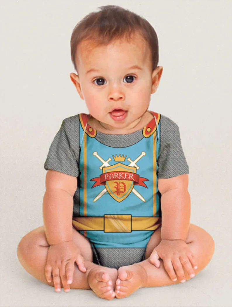 Medieval Knight Baby Bodysuit, Personalized Castle Birthday Outfit, Knight in Shining Armor Baby One-Piece, Knight Costume
