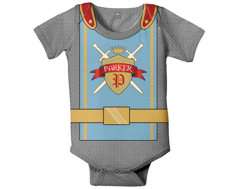 Medieval Knight Baby Bodysuit, Personalized Castle Birthday Outfit, Knight in Shining Armor Baby One-Piece, Knight Costume