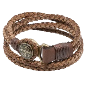 Men's St. Benedict Leather Cord Bracelet