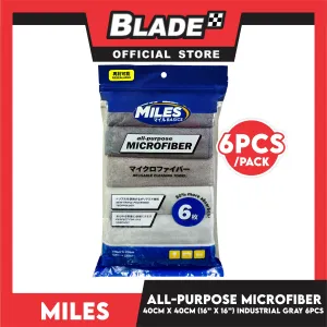 Miles Basics All-Purpose Microfiber Cloth 6pcs 40cm x 40cm (Industrial Gray)