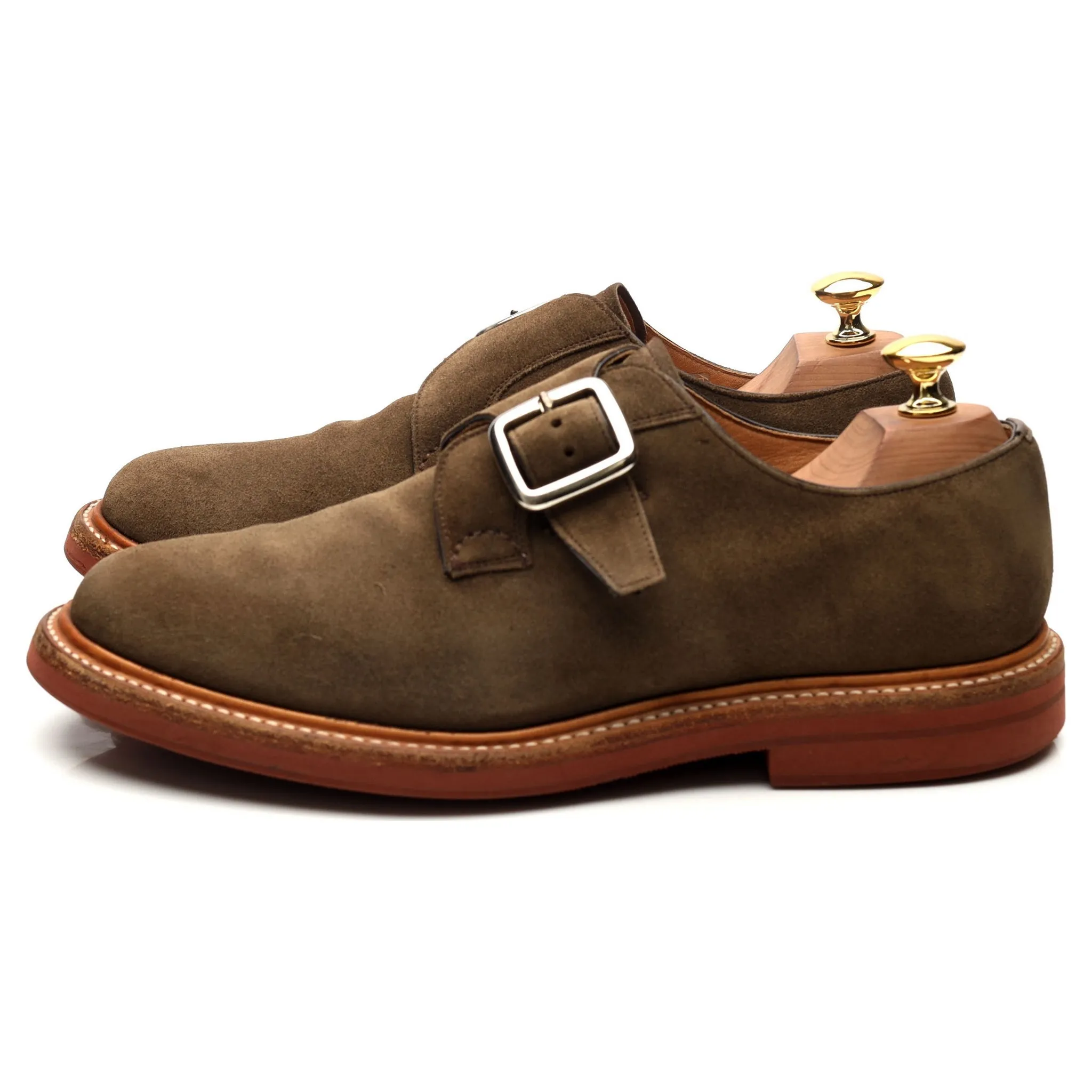 'Moorby' Light Green Suede Monk Strap UK 6 G