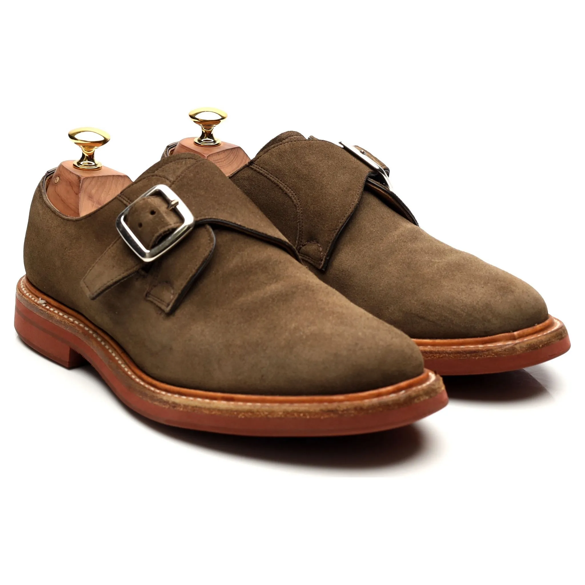 'Moorby' Light Green Suede Monk Strap UK 6 G