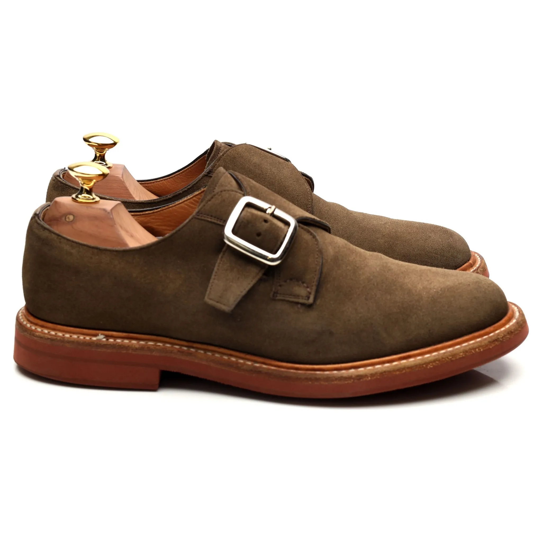 'Moorby' Light Green Suede Monk Strap UK 6 G