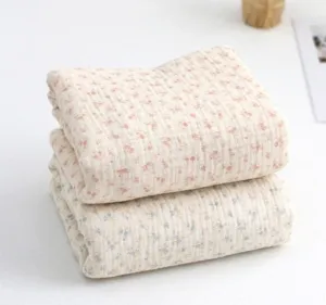 Muslin Wrinkled Cotton Double Gauze Fabric, Muslin Gauze Small Flowers, Enzyme Washed, 57" Wide, Quality Korean Fabric - By the Yard /60047