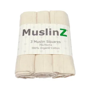 MuslinZ 3 Pack Bamboo/Organic Cotton Muslin Squares