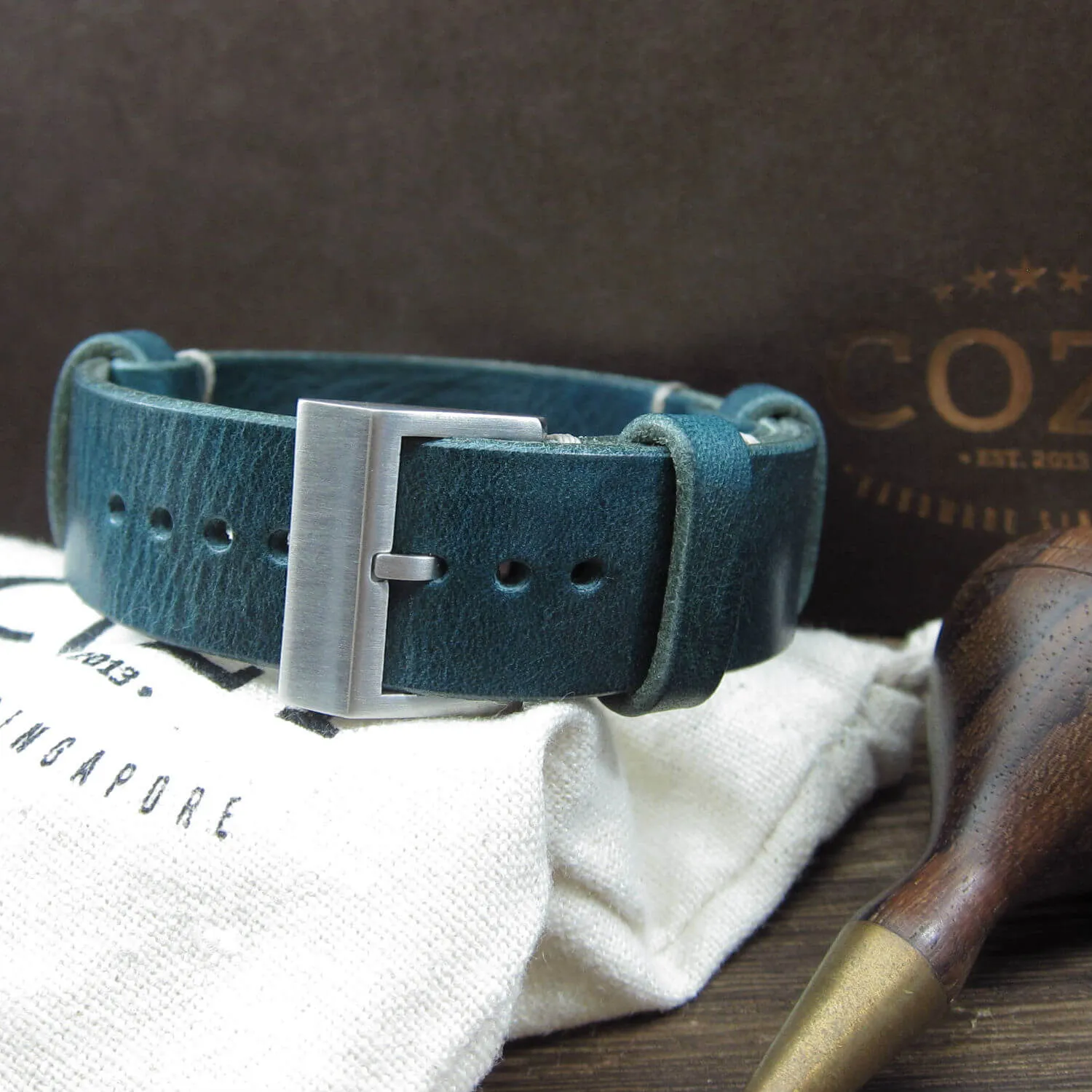 NAT2 Leather Watch Strap, Military 106
