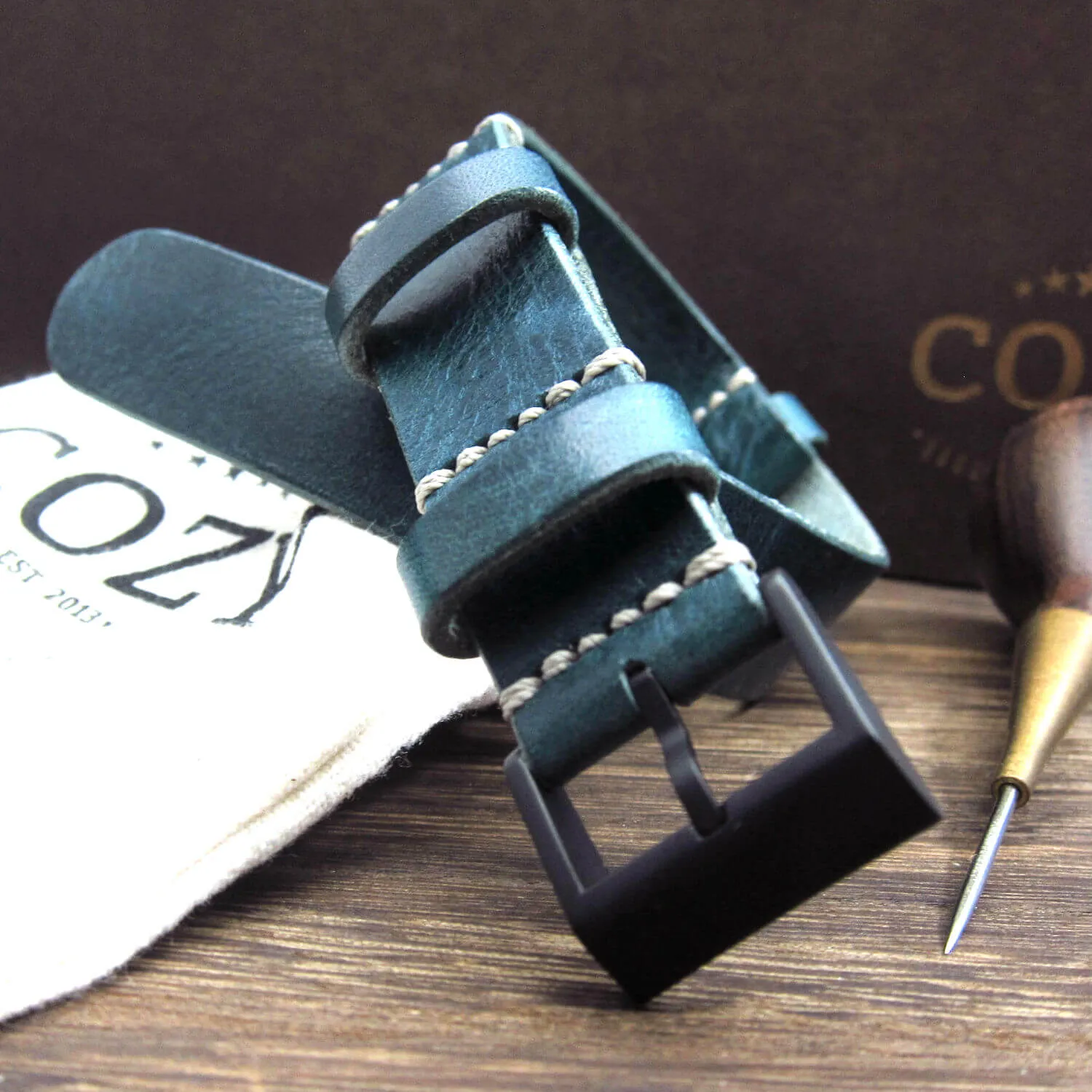 NAT2 Leather Watch Strap, Military 106