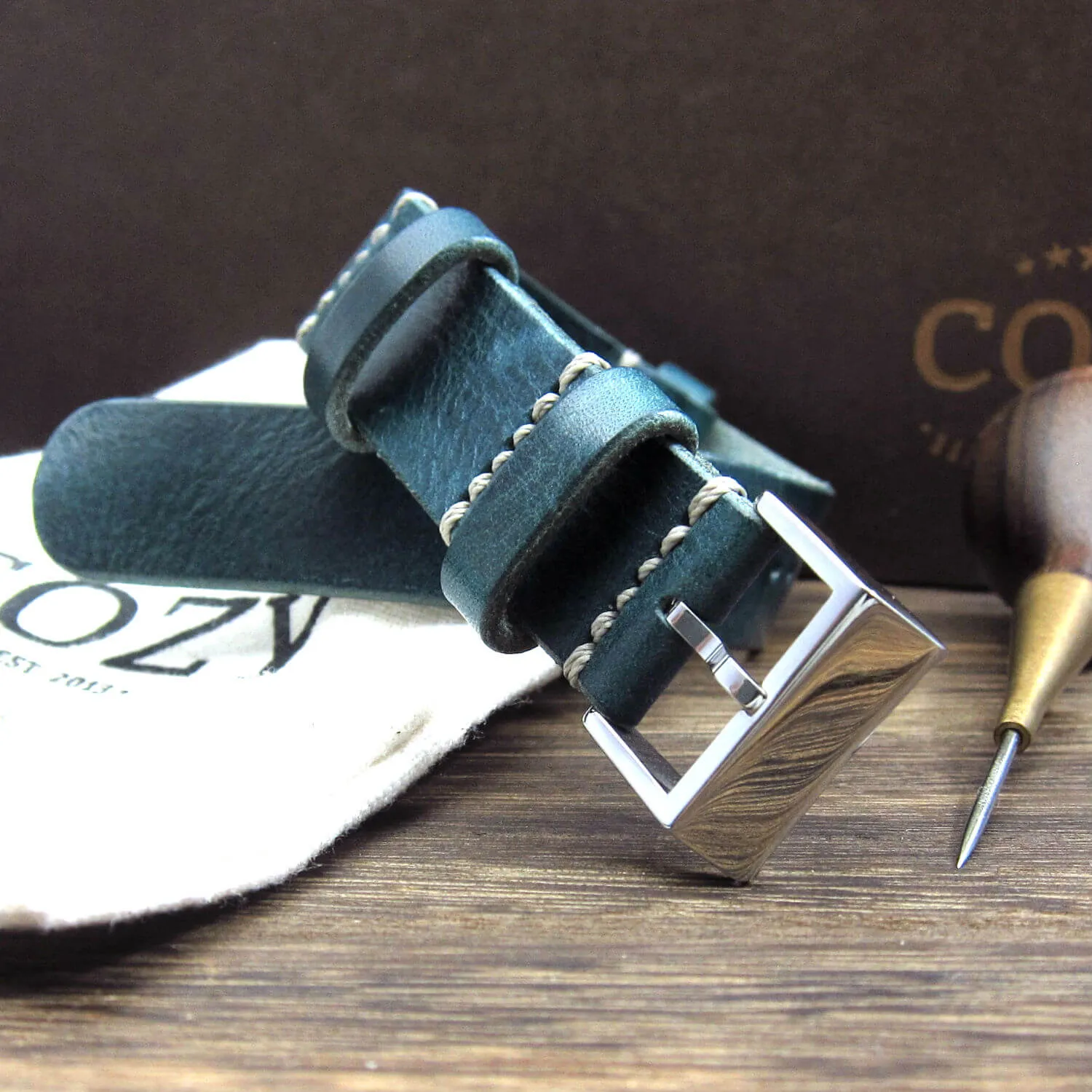 NAT2 Leather Watch Strap, Military 106