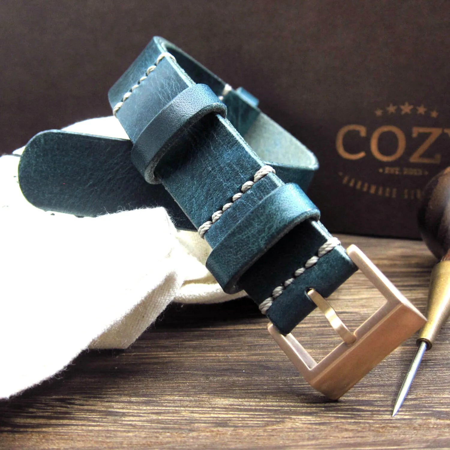 NAT2 Leather Watch Strap, Military 106