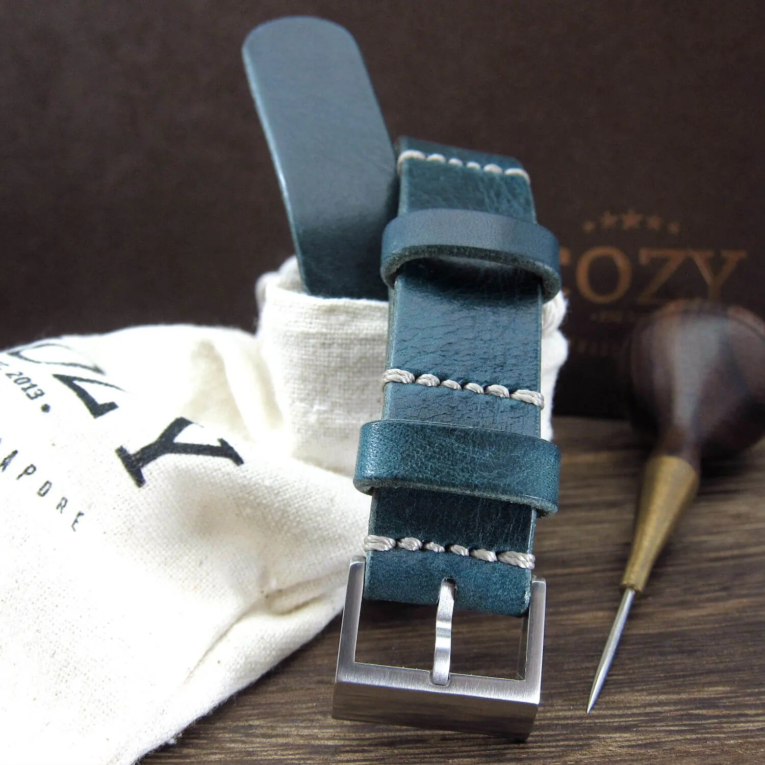 NAT2 Leather Watch Strap, Military 106