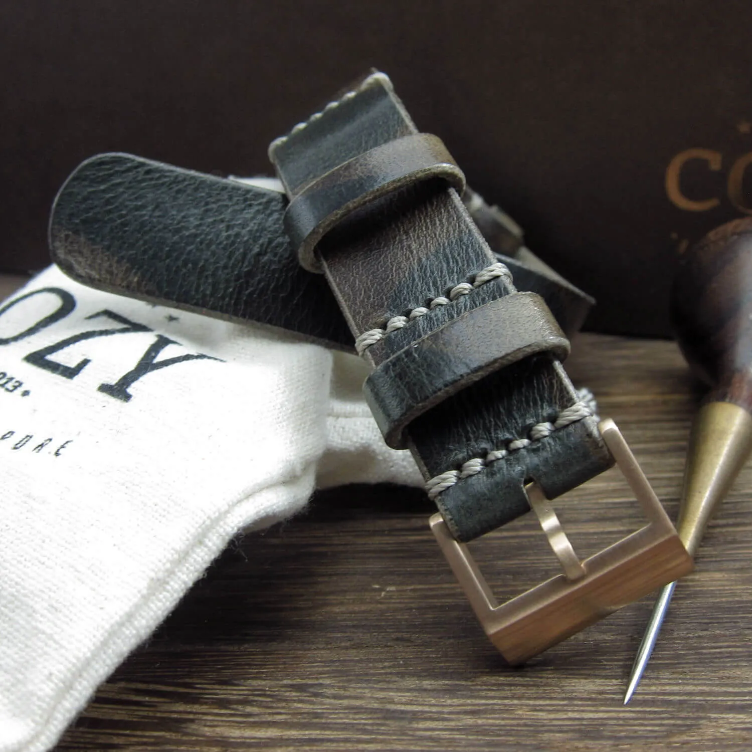 NAT2 Leather Watch Strap, Military 107