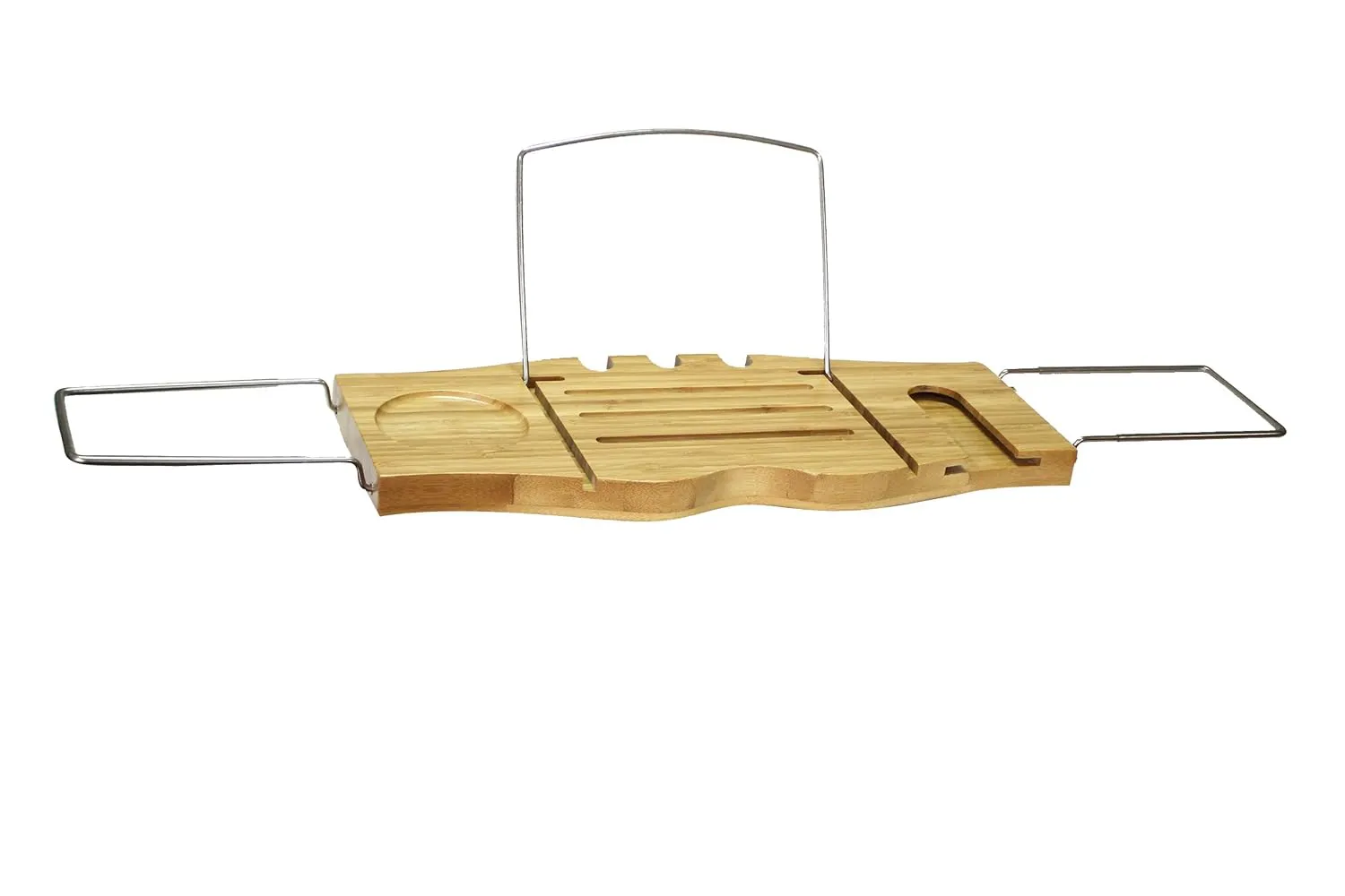 New Bamboo Bath Caddy! Constructed of Natural Bamboo & Stainless Steel, Non-Slip Design!
